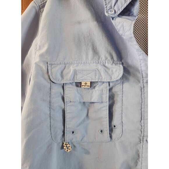 Columbia PFG medium double pocket button-down light blue shirt mens/women's - Picture 8 of 11